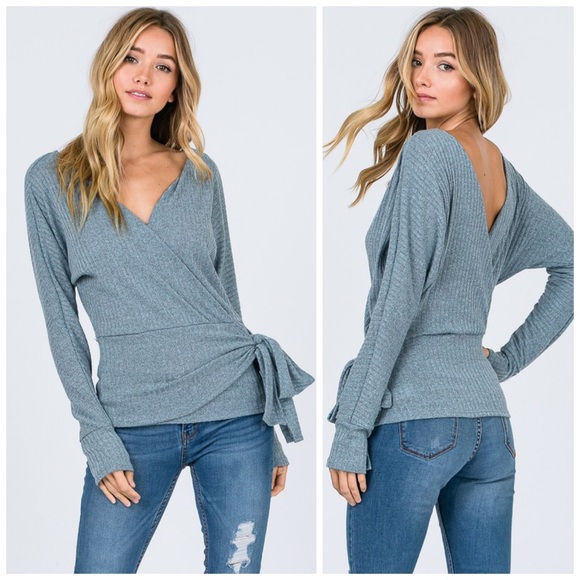 Sweaters - ❤️ LAST 1!  Slate Blue Ribbed Knit Sweater!